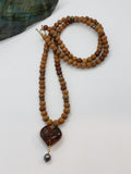 Amber Heart & Tahitian Pearl Mala Necklace
