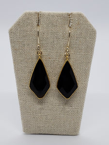 Black Onyx Diamond Shaped (Medium) Earrings