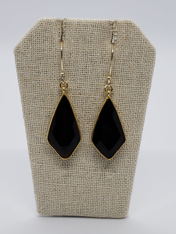 Black Onyx Diamond Shaped (Medium) Earrings