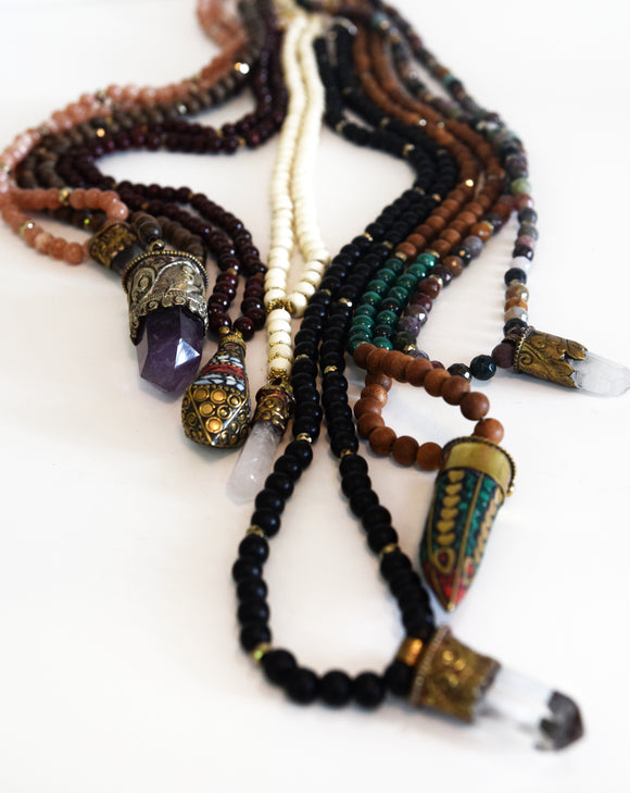 Handmade Mala Inspired Necklaces with pendants from Turkey, Nepal, Tibet and beyond.