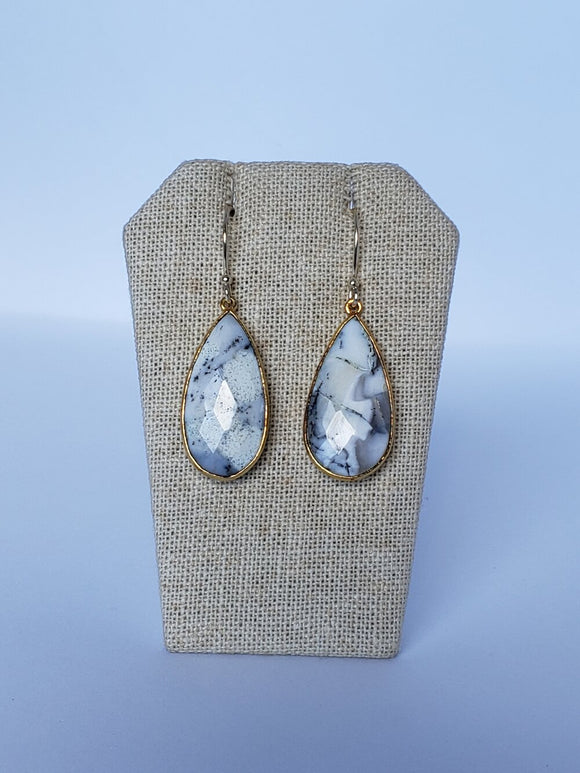 Dendritic Agate (Large) Teardrop Earrings