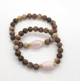 Rose Quartz & Petrified Wood Bracelet