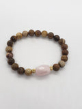 Rose Quartz & Petrified Wood Bracelet