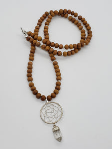 Silver Plated Quartz Crystal Dreamcatcher Mala Necklace