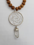 Silver Plated Quartz Crystal Dreamcatcher Mala Necklace