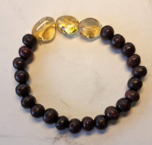 Teak & Tumbled Citrine Bracelet