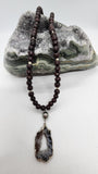 Druzy Agate & Tahitian Pearl Mala Necklace