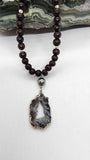 Druzy Agate & Tahitian Pearl Mala Necklace