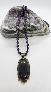 Amethyst & Charoite Mala Bracelet
